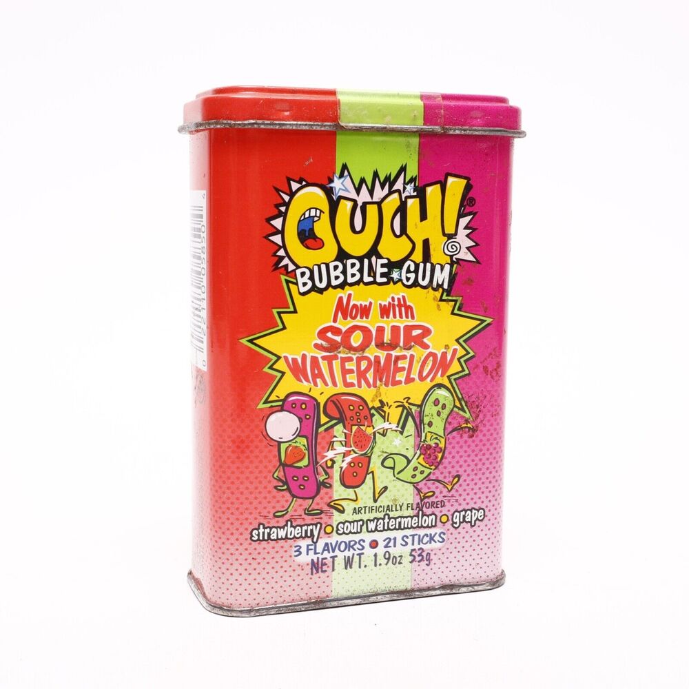 Amurol OUCH! Bubble Gum Sour Watermelon Band-Aid Candy Tin Only Vintage RARE
